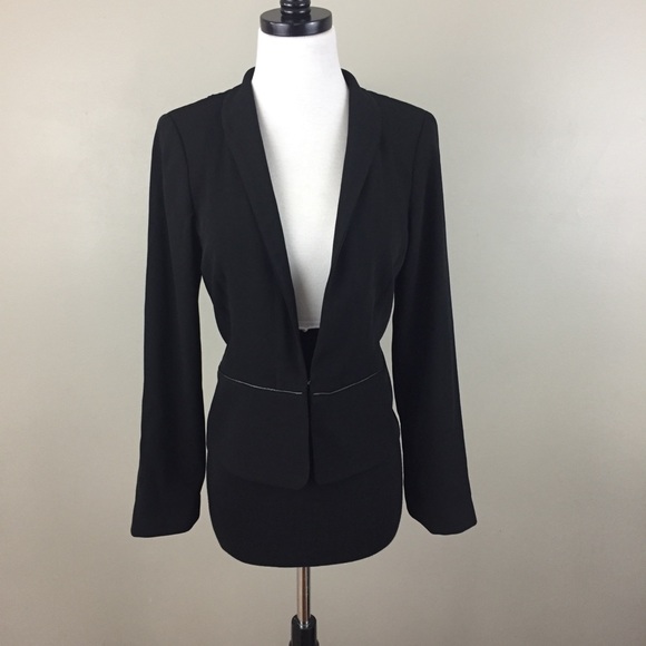 Eileen Fisher Jackets & Blazers - Eileen Fisher Peplum Blazer Jacket Leather Trim
